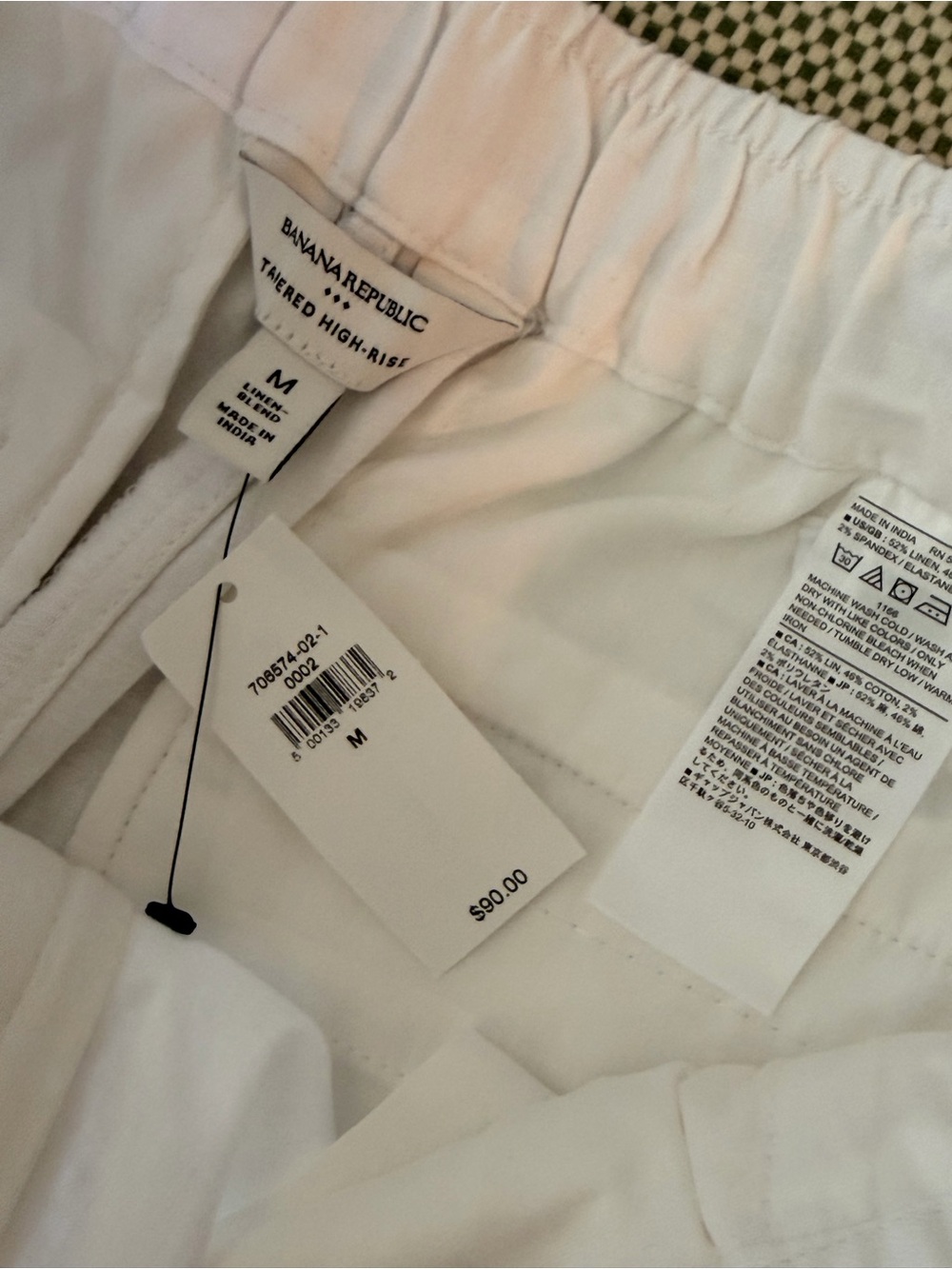 Banana Republic White tapered linen-blend pull on ankle pant Size M #166 - Picture 14 of 14